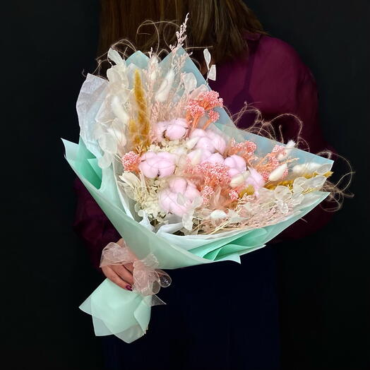 Букет из сухоцветов с хлопком