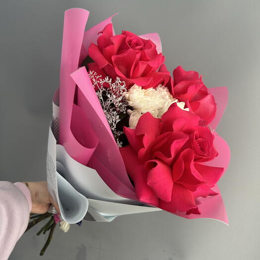 Французские Розы и хризантема💖
