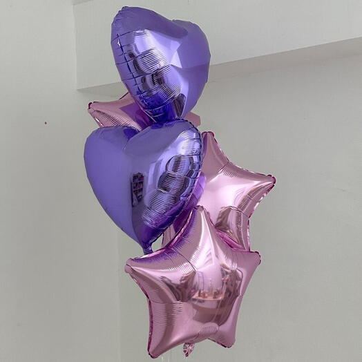 Шарики сердечки и звездочки розовые