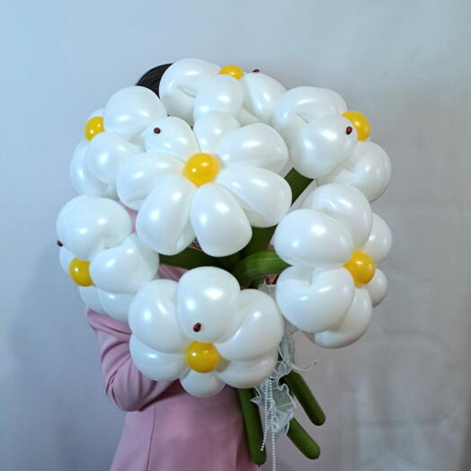 Цветы из шаров , большой букет ромашек , для девушки, для девочки, для мамы