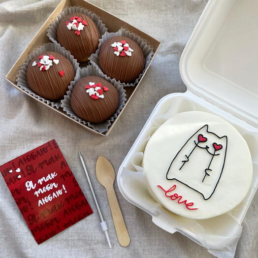 Набор из бенто торта и пирожных в шоколаде Любовь 😻