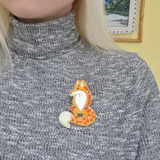 Брошь Лиса, подарок на Новый год