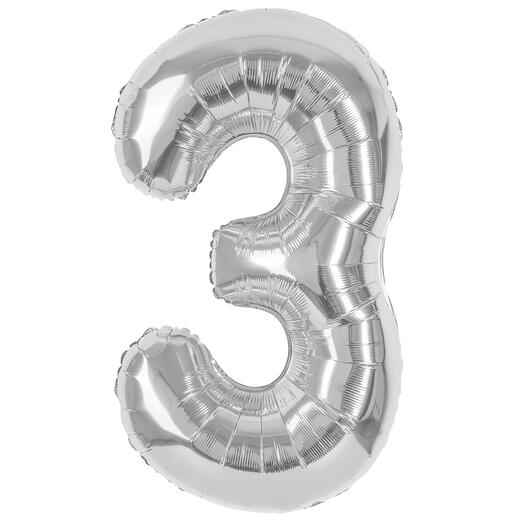 Цифра гелиевая 3 серебро