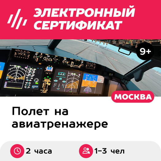 Подарочный сертификат Полет на авиатренажере Boeing 737 MAX, 2 часа, 1-3 чел., будние дни