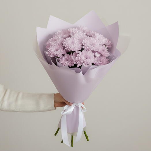 💜Лавандовый букет из 3 хризантем💜