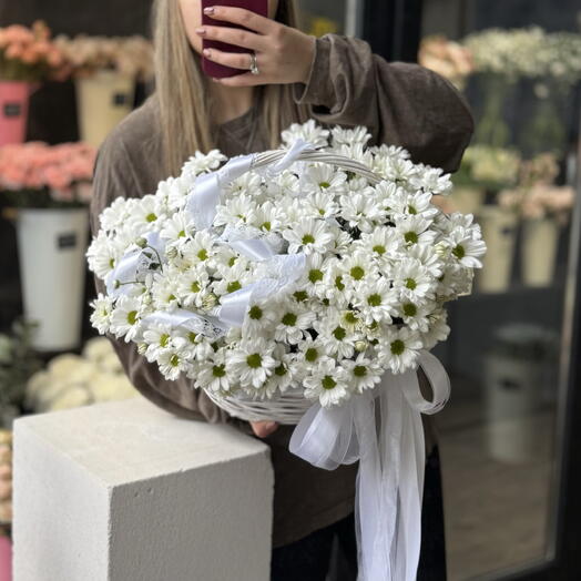 Пышная корзина ромашек R05