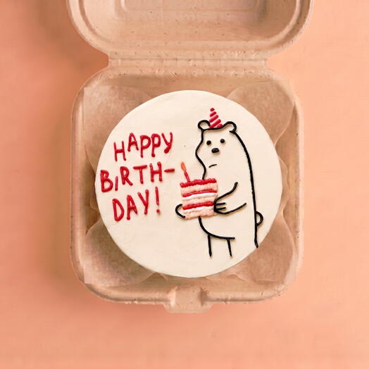 Бенто торт Happy Birthday Мишка с тортиком