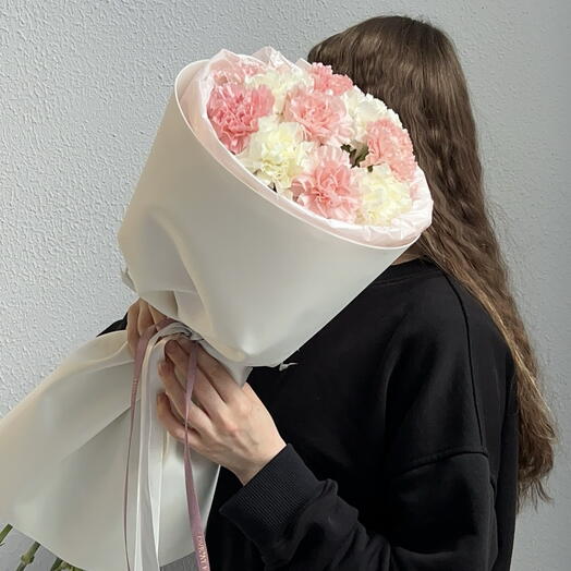 Нежный моно букет из диантусов
