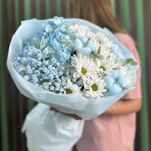 Авторский букет «Настроение» голубой цвет 💙