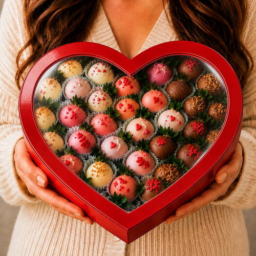 Большое сердце с клубникой в шоколаде ️🍓