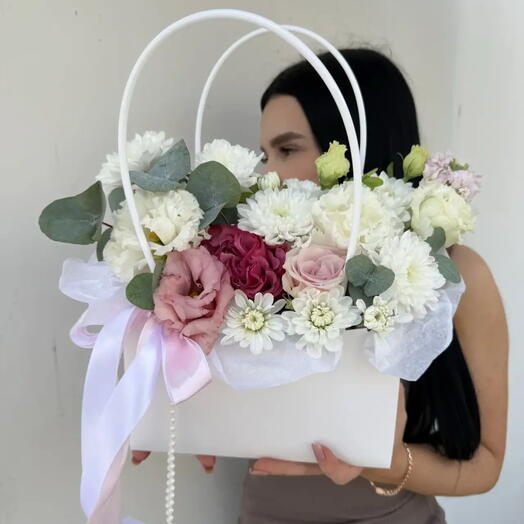 💕Сумочка из хризантемы/розы кантри блю/эустомы💕