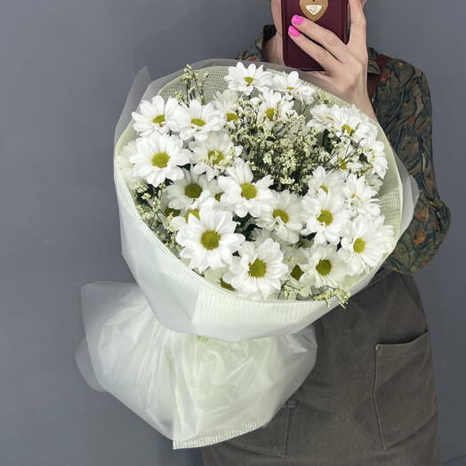 Букет летний 🌿 хрищантема ромашка 🌼  лимониум 💛