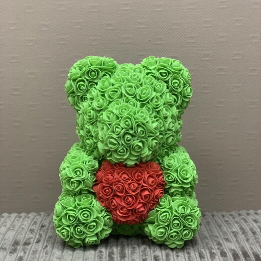 Мишка из роз Зеленый