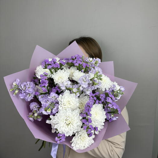 Букет из Хризантемы, Маттиолы и Статицы💜