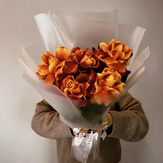 🧡Букет роз / Французские розы 5шт / Оранжевые розы🧡