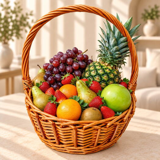 Cesta de frutas "Romance" / peso: 7 kg / Tamaño: 40*33*66 / fruta fresca / set de regalo / cesta de regalo