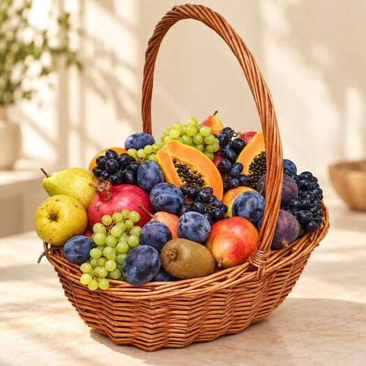 Cesta de frutas de picnic de Verano / peso: 7.6 kg / Tamaño: 40*33*66 / fruta fresca / set de regalo / cesta de regalo