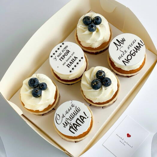 Капкейки папе 💙 набор из 6 капкейков 🧁