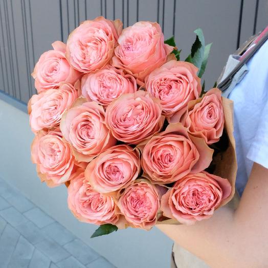 15 Kahala peony roses in Kraft paper