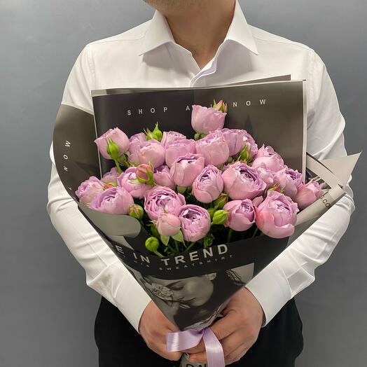 Букет из 7 веток пионовидной розы Лавандер 💜
