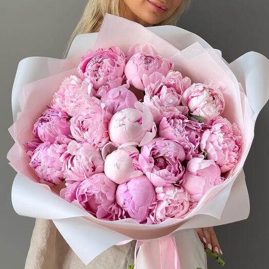 Монобукет пионы розовые 21💗 Пион