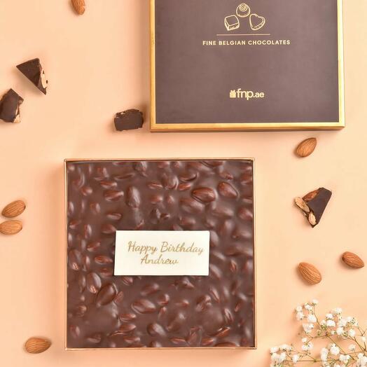 Personalised Birthday Message Dark Chocolate   Nuts Slab