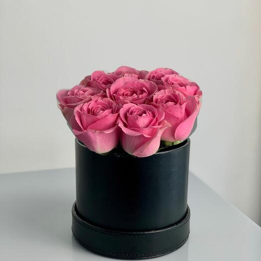 Pink Roses In Leather Box