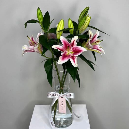 Lilies In Glass Vase