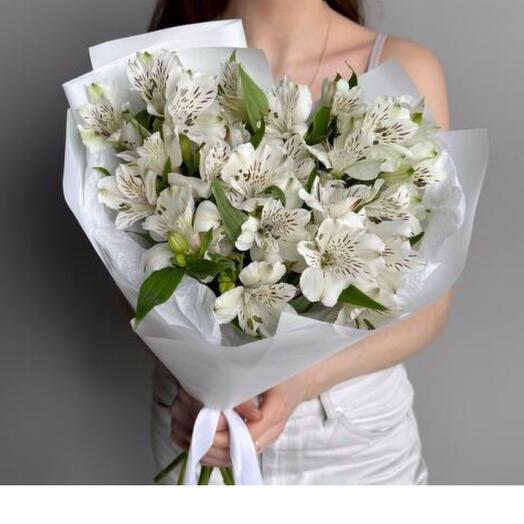 Нежный букет белая альстромерия
