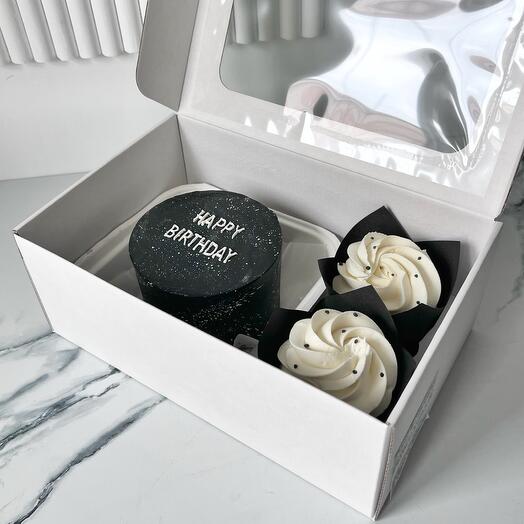 ¡Nuevo! Bento Cake + 2 cupcakes feliz cumpleaños " happy birthday