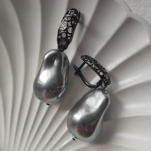 Серьги из крупной майорки