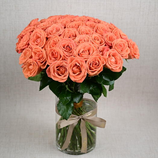 51 Orange Roses Vase