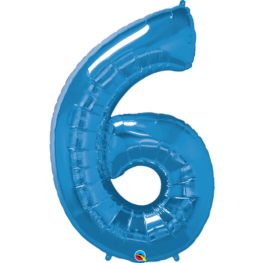 Blue Number Six Helium Balloon