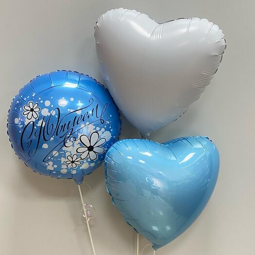 Фонтан из трех воздушных шаров на юбилей