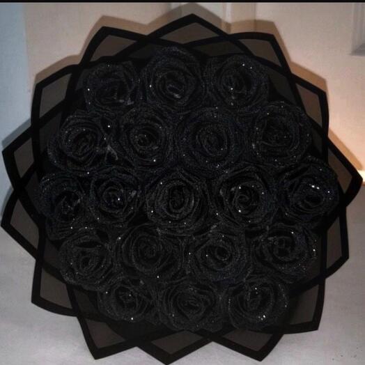 Bouquet de rose noir eternelle paillettes