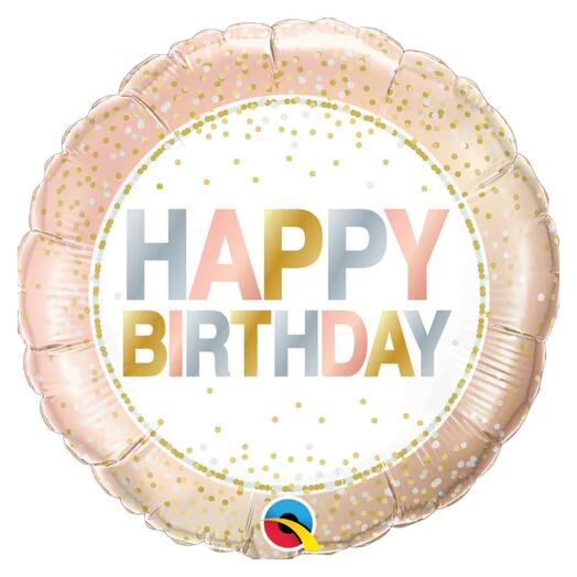 Happy Birthday Metallic Dots Foil Balloon