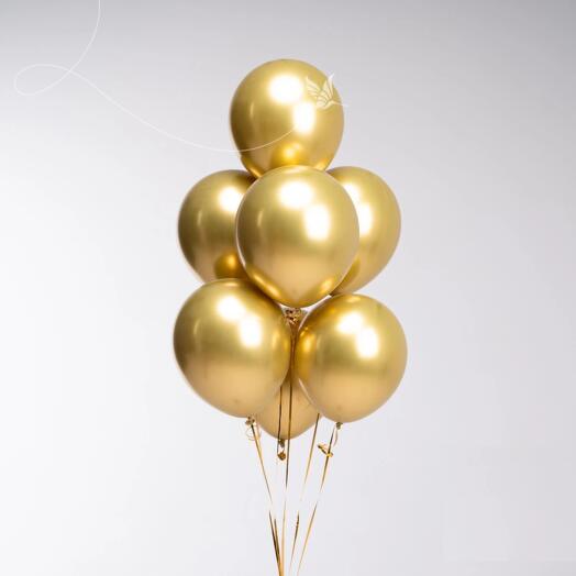 Set of 7 gold balloons