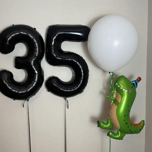 Шары «35» с динозавриком