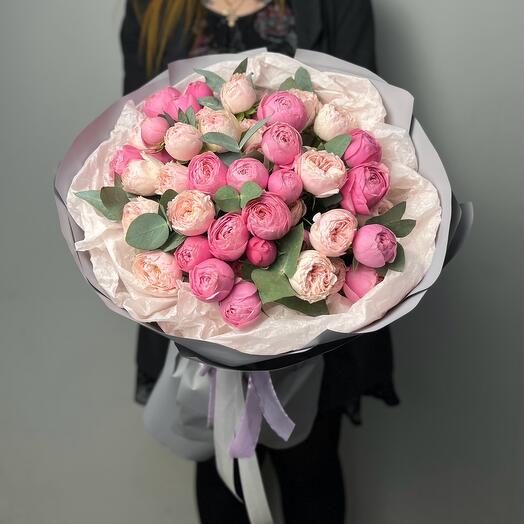 Букет 233 дуо из пионовидных роз
