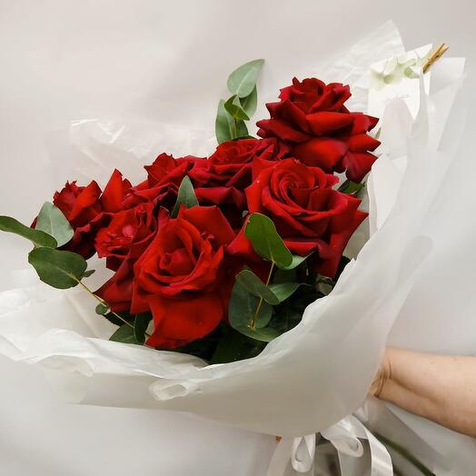 Букет " Для неё♥️" французские розы, эвкалипт