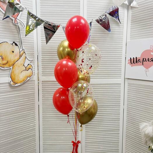 Фонтан из шаров "Красная роза", 8шт