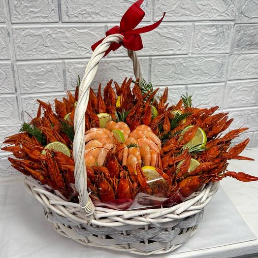 Корзина с раками и креветками 🦐🦞раки 🦞