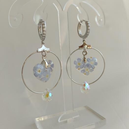 Серьги с подвесками сердечками и капельками