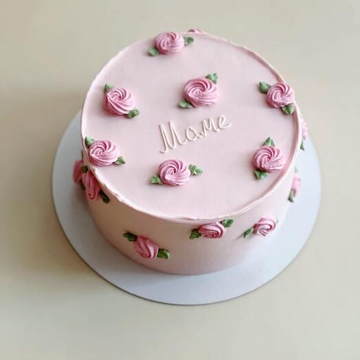 Бенто-торт XL розовый с цветами