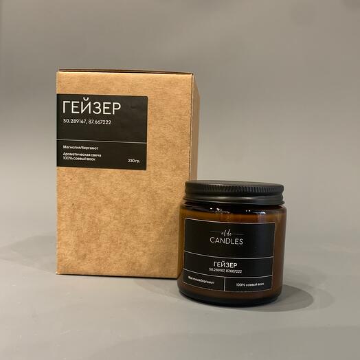 Scented candle magnolia and bergamot "Geyser" 230g with natural wax