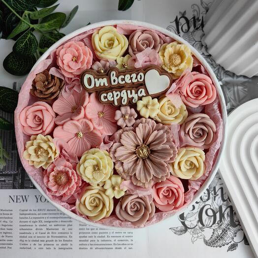 Шоколадные цветы в коробке "От всего сердца"💌 подарок на День рождения