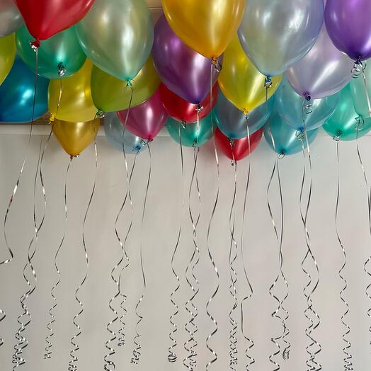 25 шаров металлик под потолок