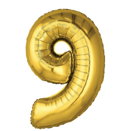 Шар цифра 9 золото