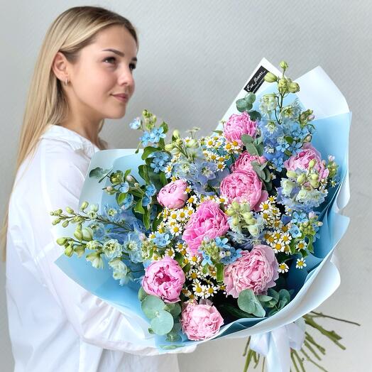 Океан 🩵 Букет с пионами