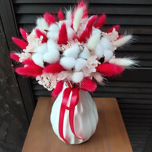 Букет из хлопка и лагуруса